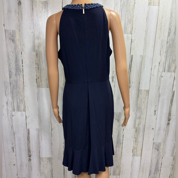 Karl Lagerfeld Beaded Halter Neck Ruffle Hem Dress - Picture 7 of 12